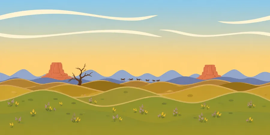 Golden prairie with red buttes
