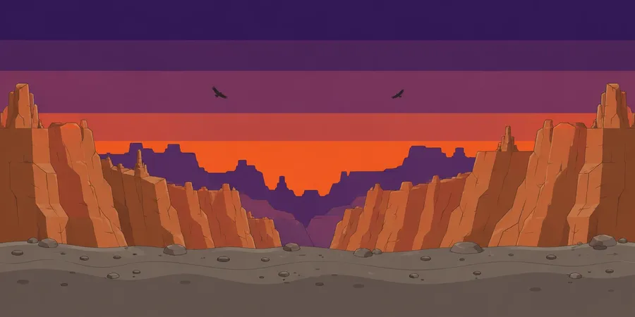 Red canyon under a purple sunset